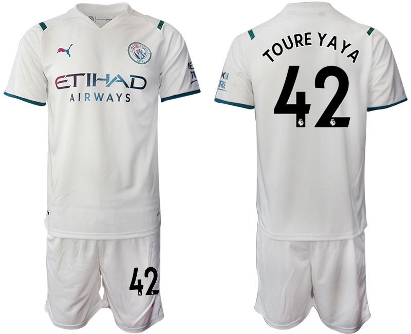 Men 2021-2022 Club Manchester City away White #42 Soccer Jersey->manchester city jersey->Soccer Club Jersey